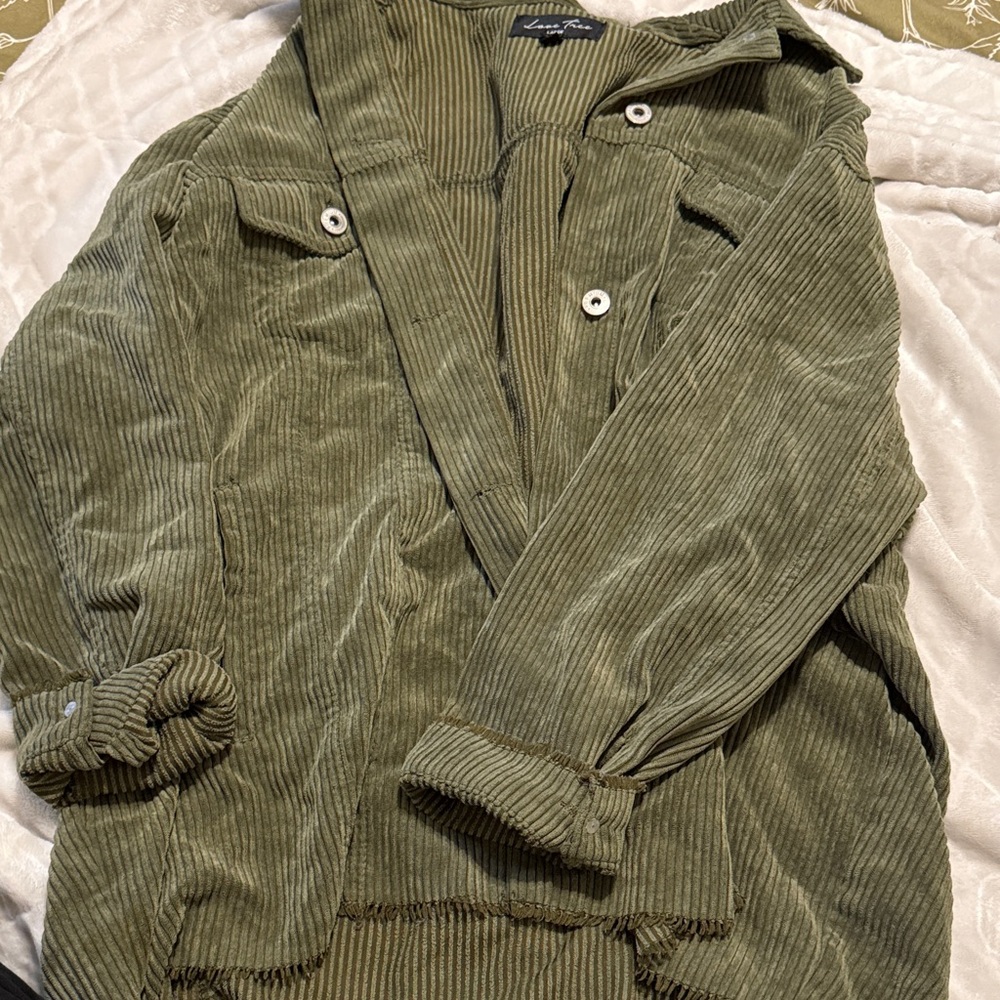 Love Tree Sage Corduroy Utility Jacket